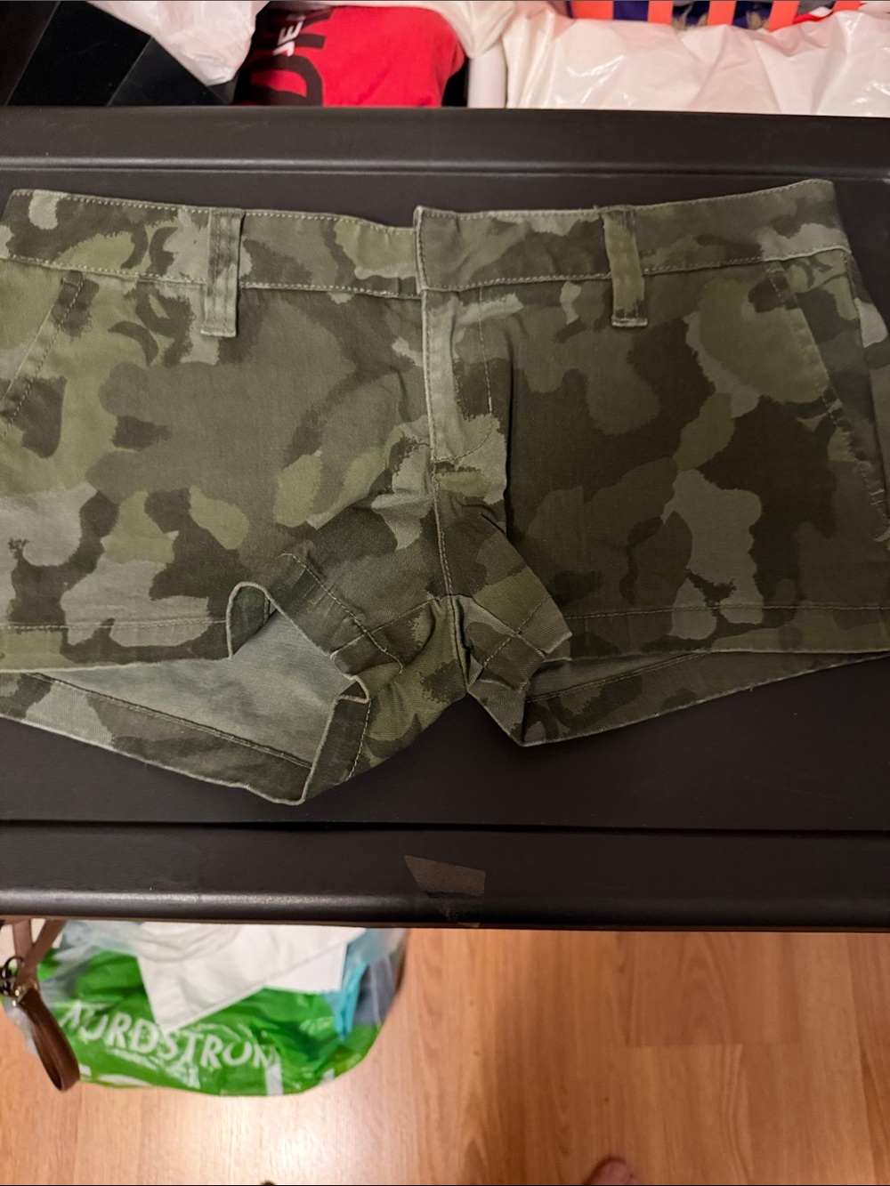 Hurley Olive Green Camo Denim Shorts